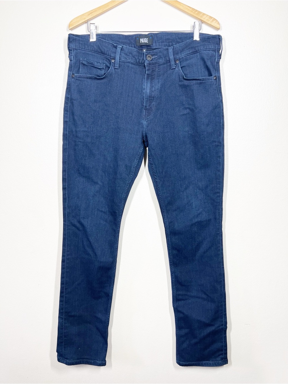 PAIGE Men's Federal Slim-Straight Jeans Dark Blue Denim Jeans Size 36x33